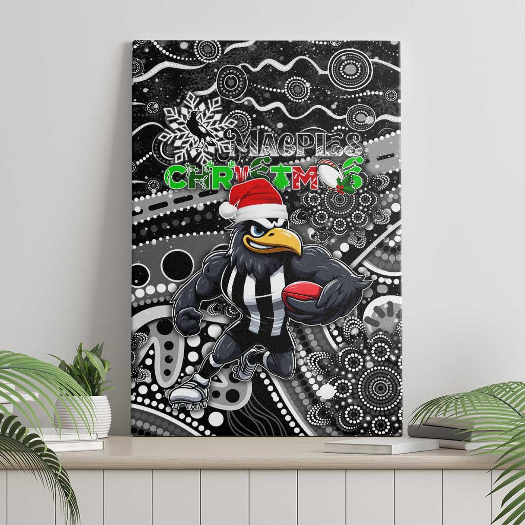 Merry Christmas AFL Collingwood Magpies Canvas Wall Art Aboriginal Santa Football Mascot
