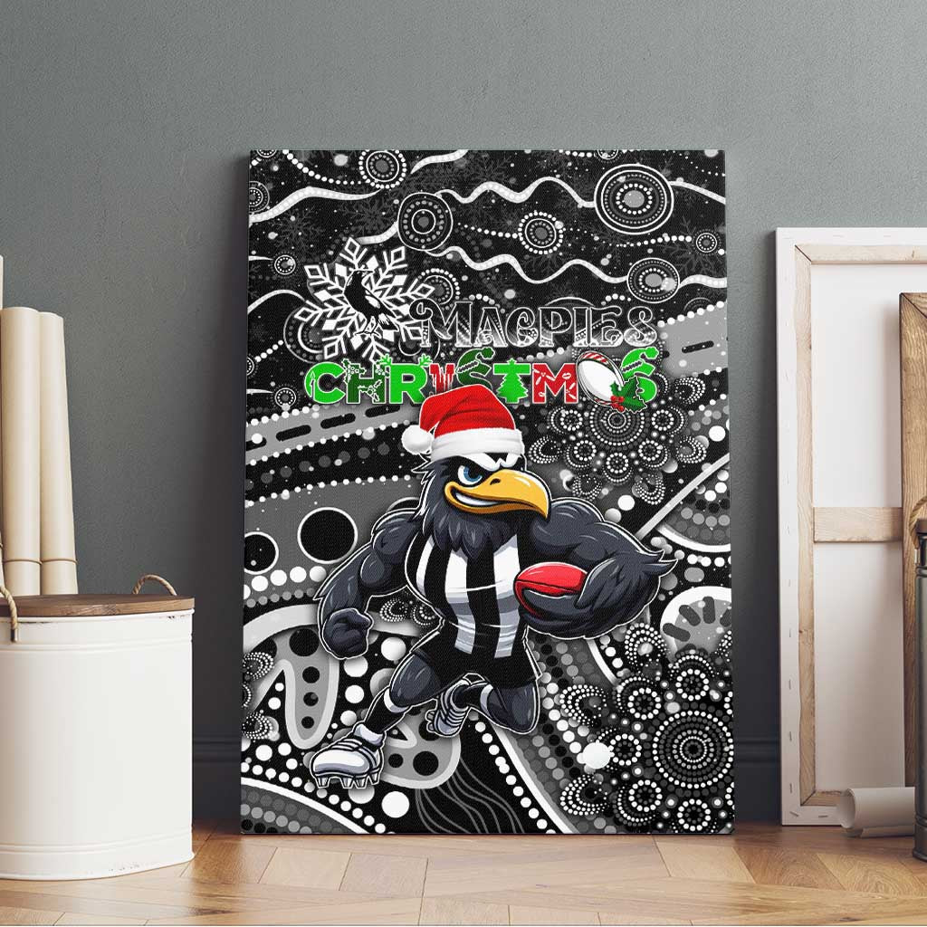 Merry Christmas AFL Collingwood Magpies Canvas Wall Art Aboriginal Santa Football Mascot