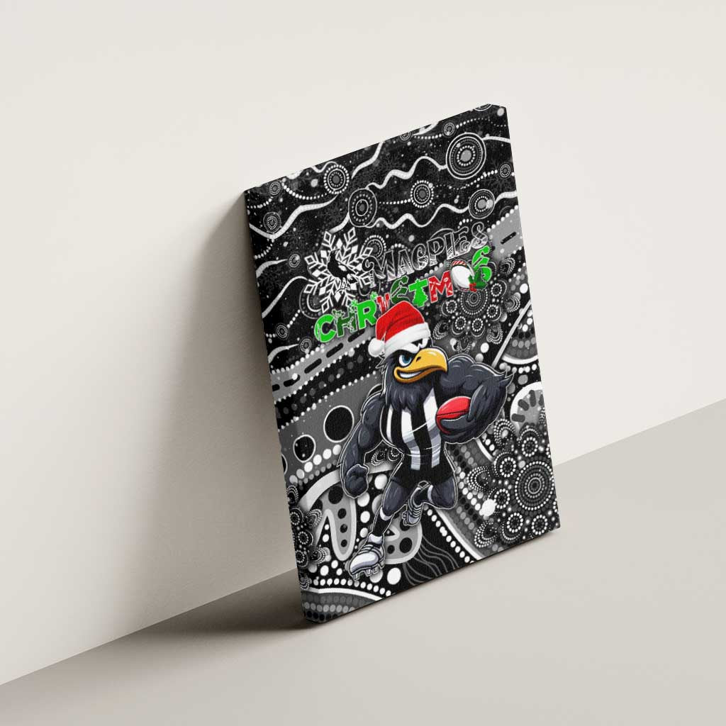 Merry Christmas AFL Collingwood Magpies Canvas Wall Art Aboriginal Santa Football Mascot