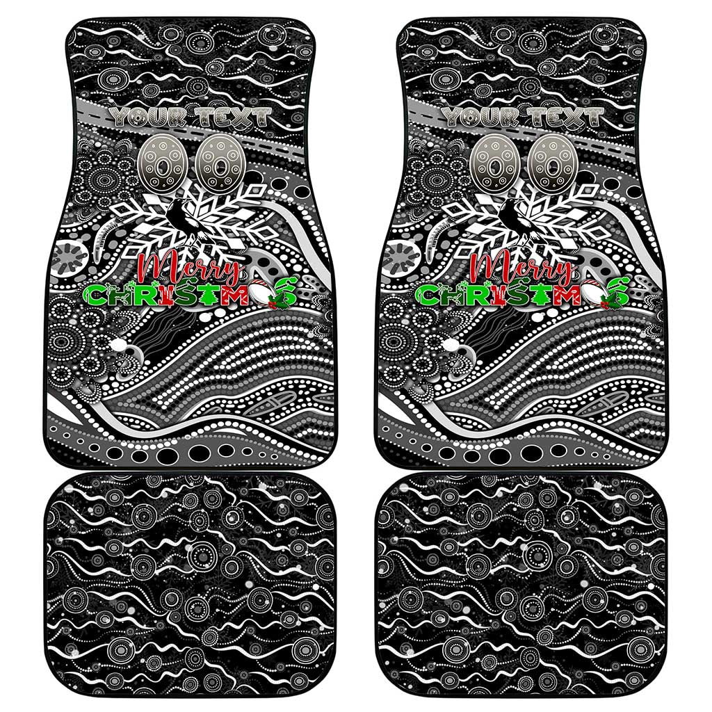 Merry Christmas AFL Collingwood Magpies Car Mats Aboriginal Santa Football Mascot