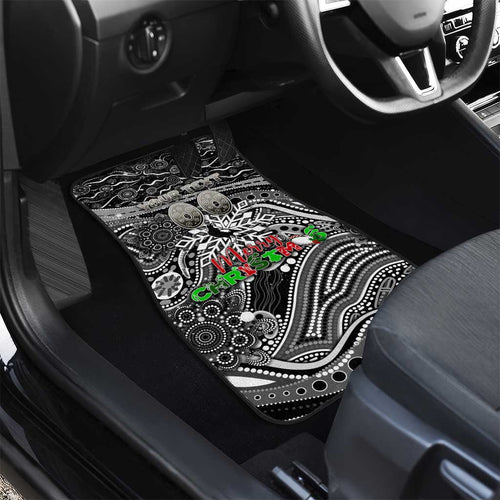 Merry Christmas AFL Collingwood Magpies Car Mats Aboriginal Santa Football Mascot