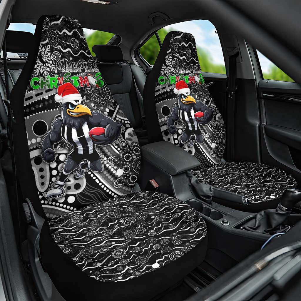 Merry Christmas AFL Collingwood Magpies Car Seat Cover Aboriginal Santa Football Mascot