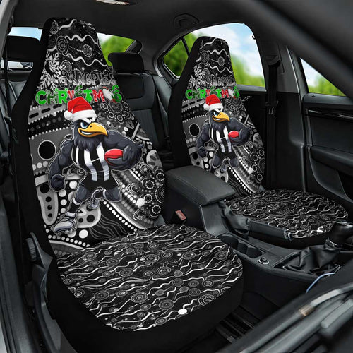 Merry Christmas AFL Collingwood Magpies Car Seat Cover Aboriginal Santa Football Mascot