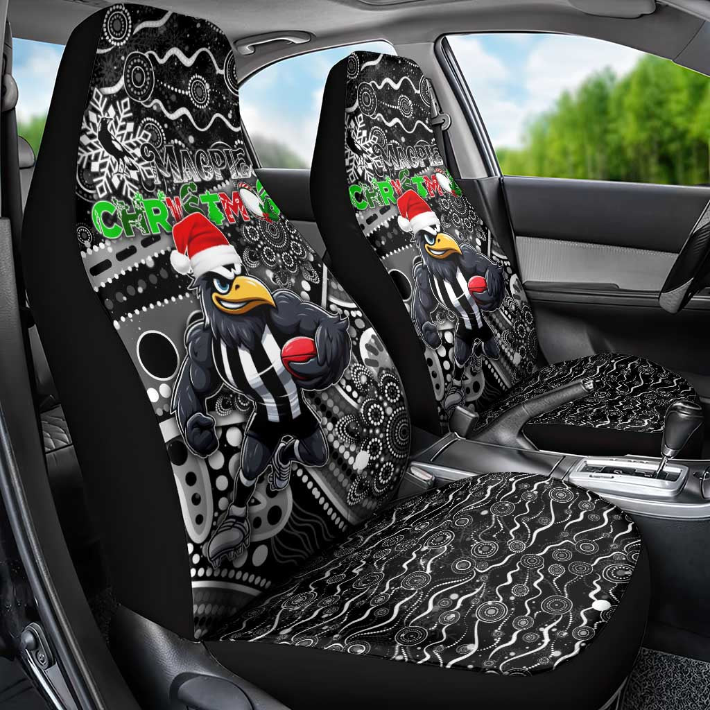 Merry Christmas AFL Collingwood Magpies Car Seat Cover Aboriginal Santa Football Mascot