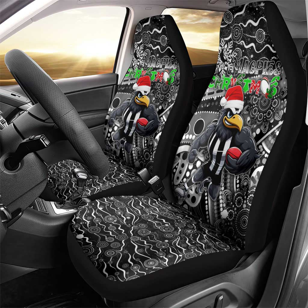 Merry Christmas AFL Collingwood Magpies Car Seat Cover Aboriginal Santa Football Mascot