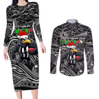 Merry Christmas AFL Collingwood Magpies Couples Matching Long Sleeve Bodycon Dress and Long Sleeve Button Shirt Aboriginal Santa Football Mascot