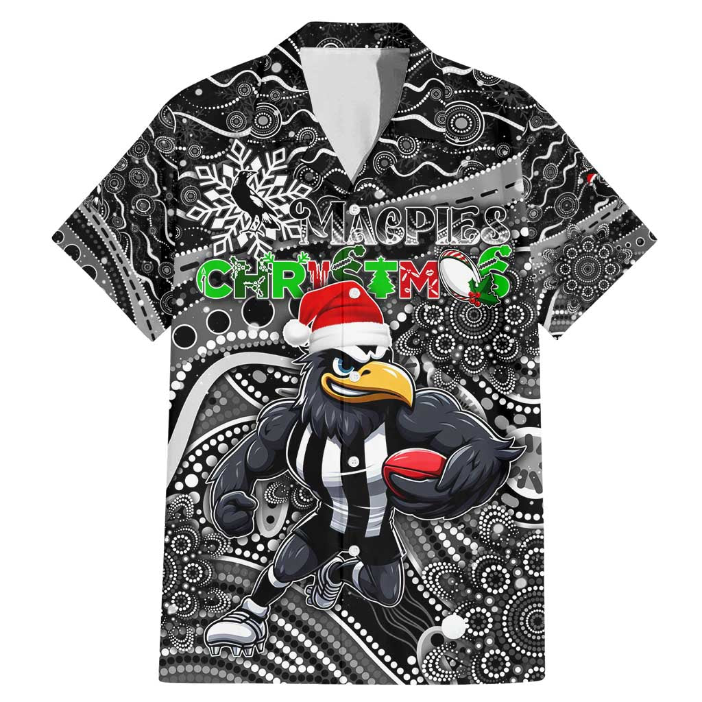 Merry Christmas AFL Collingwood Magpies Family Matching Mermaid Dress and Hawaiian Shirt Aboriginal Santa Football Mascot