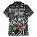 Merry Christmas AFL Collingwood Magpies Family Matching Off The Shoulder Long Sleeve Dress and Hawaiian Shirt Aboriginal Santa Football Mascot