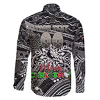 Merry Christmas AFL Collingwood Magpies Family Matching Off The Shoulder Long Sleeve Dress and Hawaiian Shirt Aboriginal Santa Football Mascot
