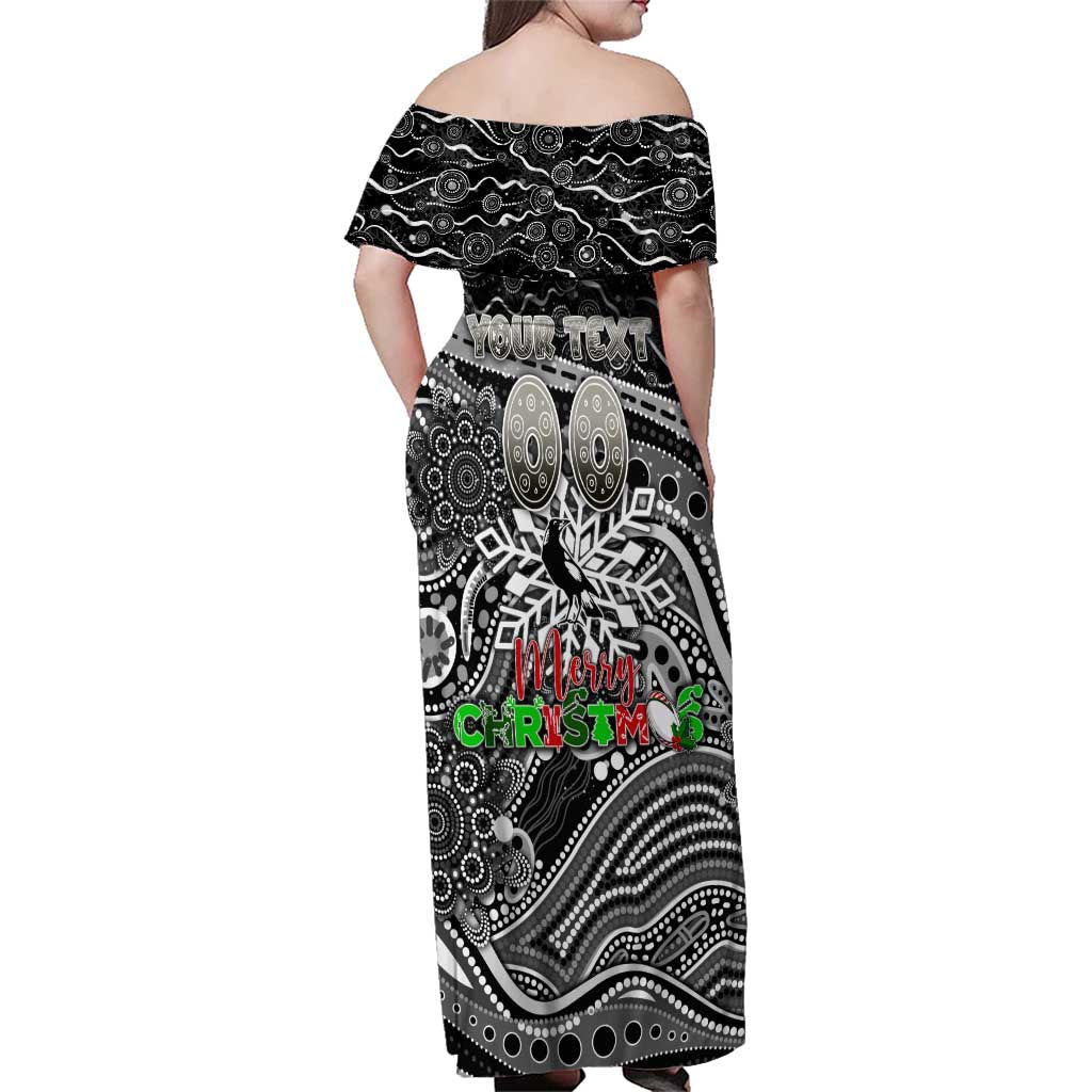 Merry Christmas AFL Collingwood Magpies Family Matching Off Shoulder Maxi Dress and Hawaiian Shirt Aboriginal Santa Football Mascot