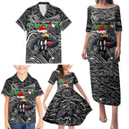 Merry Christmas AFL Collingwood Magpies Family Matching Puletasi and Hawaiian Shirt Aboriginal Santa Football Mascot