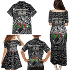 Merry Christmas AFL Collingwood Magpies Family Matching Puletasi and Hawaiian Shirt Aboriginal Santa Football Mascot