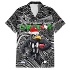 Merry Christmas AFL Collingwood Magpies Family Matching Short Sleeve Bodycon Dress and Hawaiian Shirt Aboriginal Santa Football Mascot