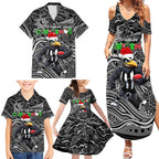 Merry Christmas AFL Collingwood Magpies Family Matching Summer Maxi Dress and Hawaiian Shirt Aboriginal Santa Football Mascot
