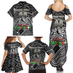 Merry Christmas AFL Collingwood Magpies Family Matching Summer Maxi Dress and Hawaiian Shirt Aboriginal Santa Football Mascot