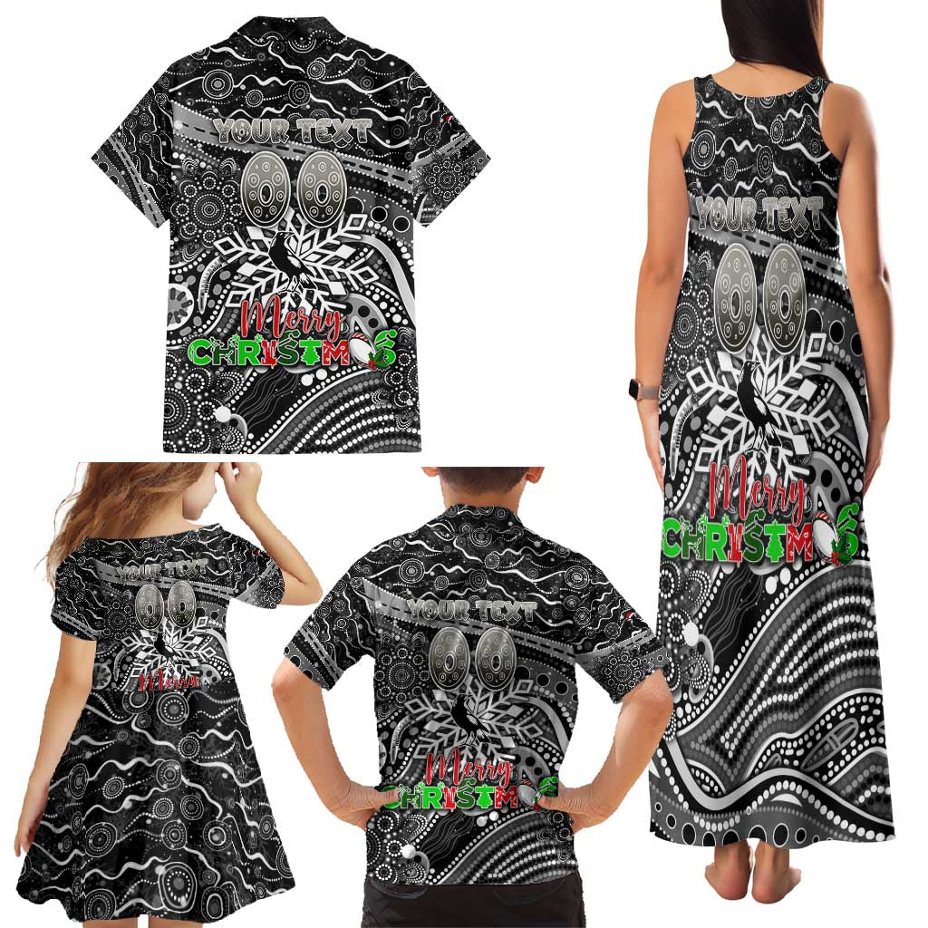 Merry Christmas AFL Collingwood Magpies Family Matching Tank Maxi Dress and Hawaiian Shirt Aboriginal Santa Football Mascot