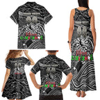 Merry Christmas AFL Collingwood Magpies Family Matching Tank Maxi Dress and Hawaiian Shirt Aboriginal Santa Football Mascot