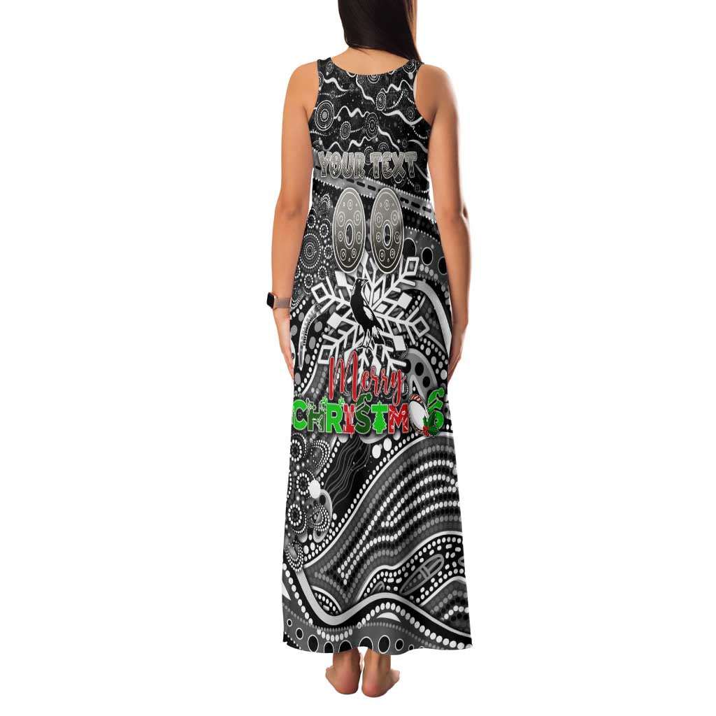 Merry Christmas AFL Collingwood Magpies Family Matching Tank Maxi Dress and Hawaiian Shirt Aboriginal Santa Football Mascot