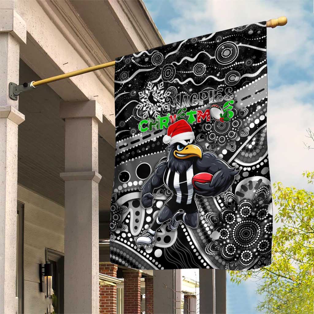 Merry Christmas AFL Collingwood Magpies Garden Flag Aboriginal Santa Football Mascot