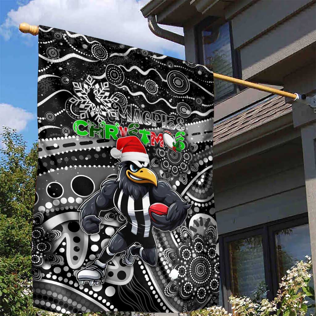 Merry Christmas AFL Collingwood Magpies Garden Flag Aboriginal Santa Football Mascot