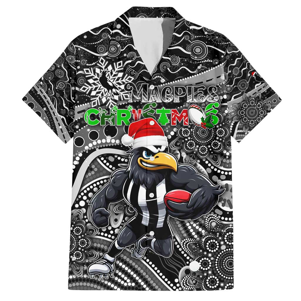 Merry Christmas AFL Collingwood Magpies Hawaiian Shirt Aboriginal Santa Football Mascot