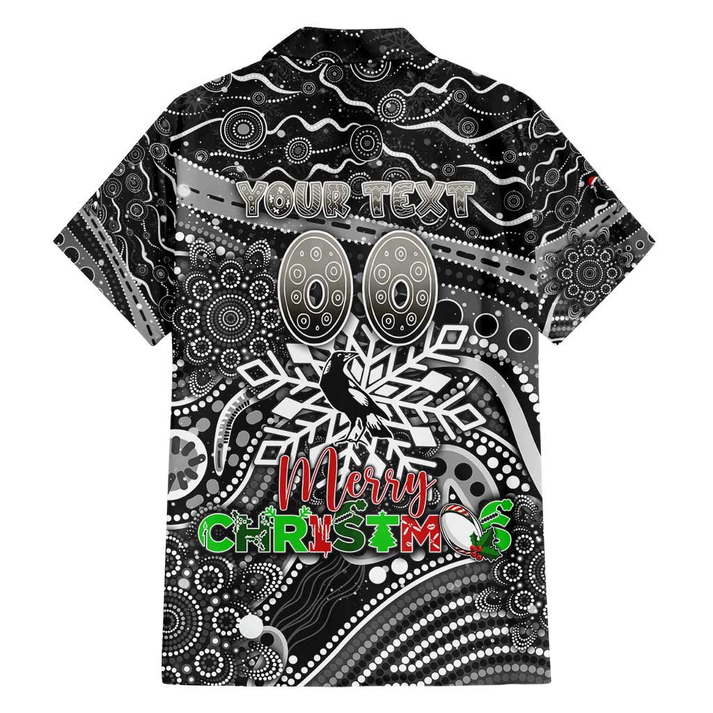 Merry Christmas AFL Collingwood Magpies Hawaiian Shirt Aboriginal Santa Football Mascot