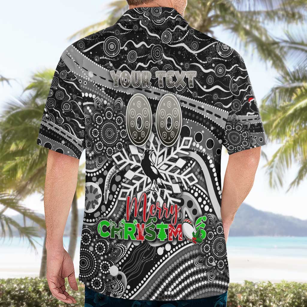 Merry Christmas AFL Collingwood Magpies Hawaiian Shirt Aboriginal Santa Football Mascot
