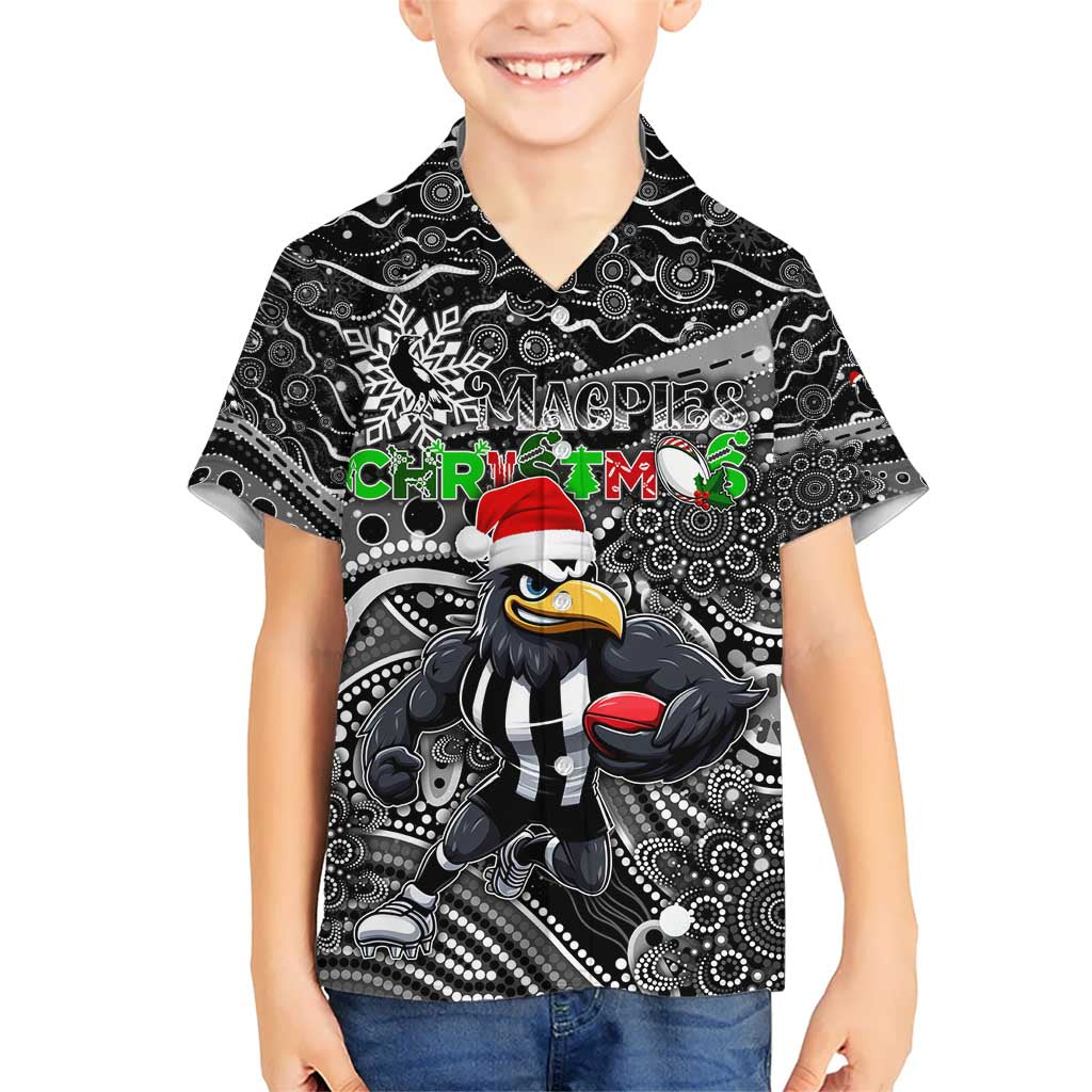 Merry Christmas AFL Collingwood Magpies Hawaiian Shirt Aboriginal Santa Football Mascot