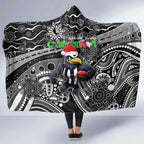 Merry Christmas AFL Collingwood Magpies Hooded Blanket Aboriginal Santa Football Mascot