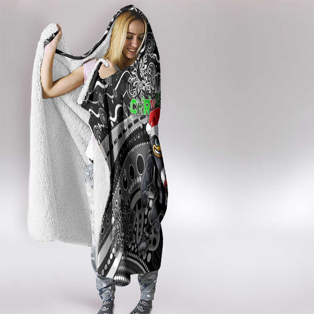 Merry Christmas AFL Collingwood Magpies Hooded Blanket Aboriginal Santa Football Mascot