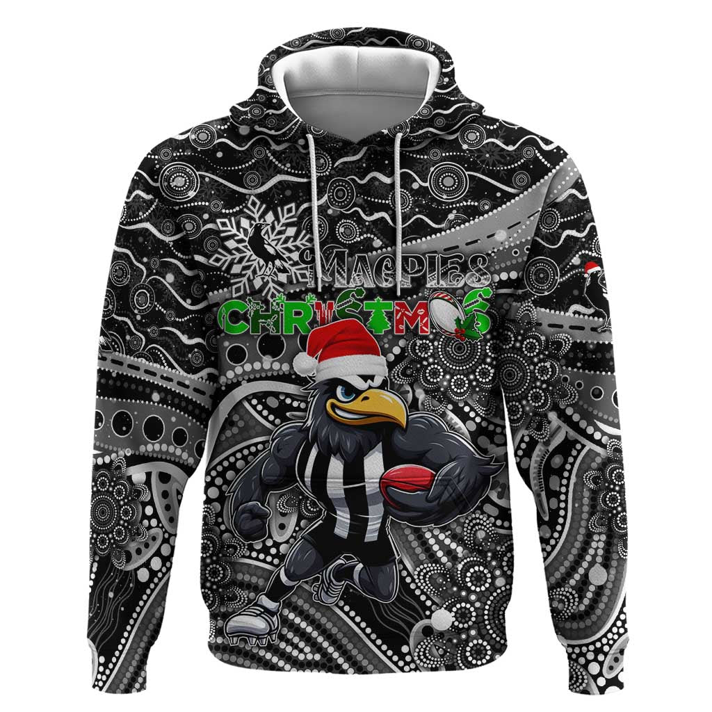 Merry Christmas AFL Collingwood Magpies Hoodie Aboriginal Santa Football Mascot