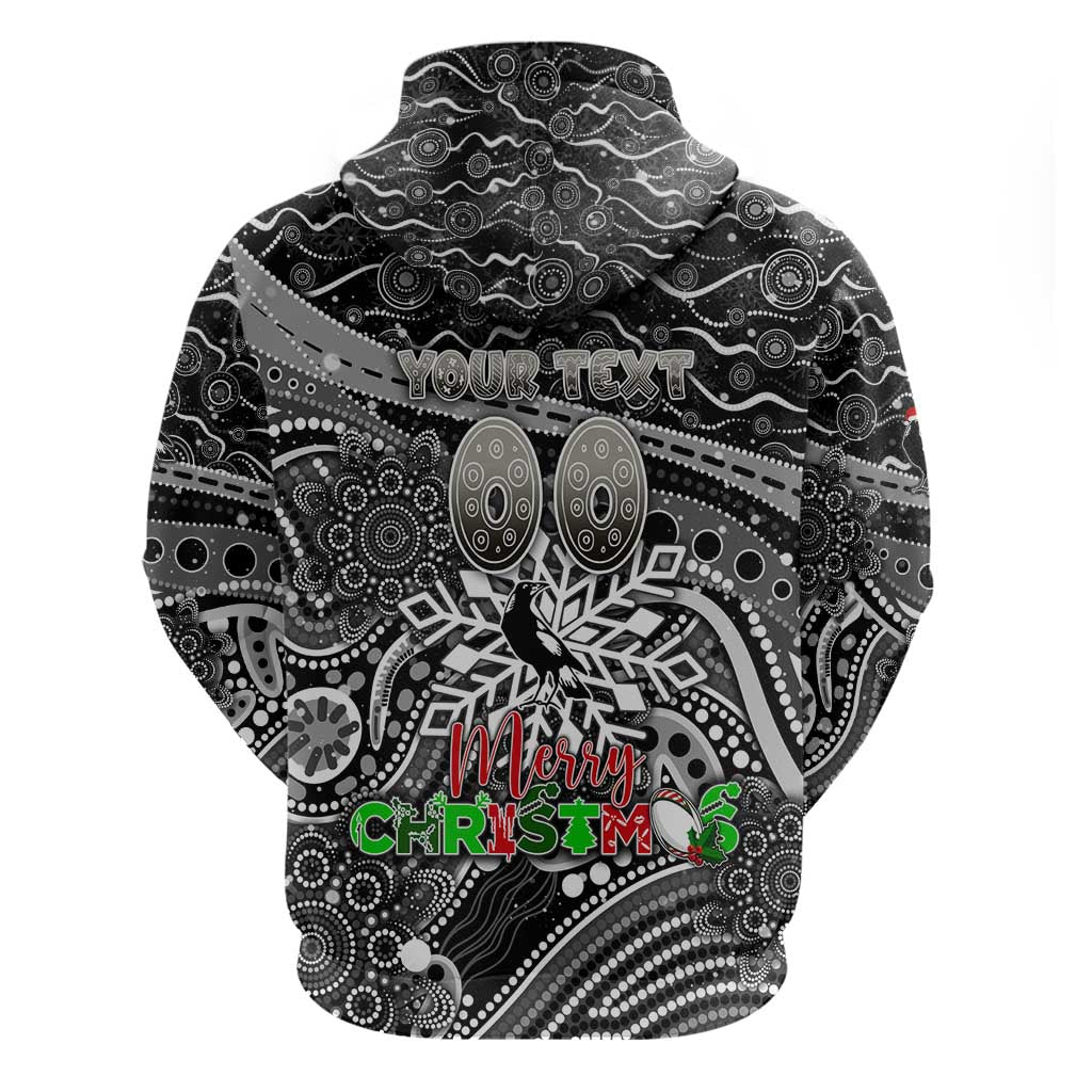 Merry Christmas AFL Collingwood Magpies Hoodie Aboriginal Santa Football Mascot