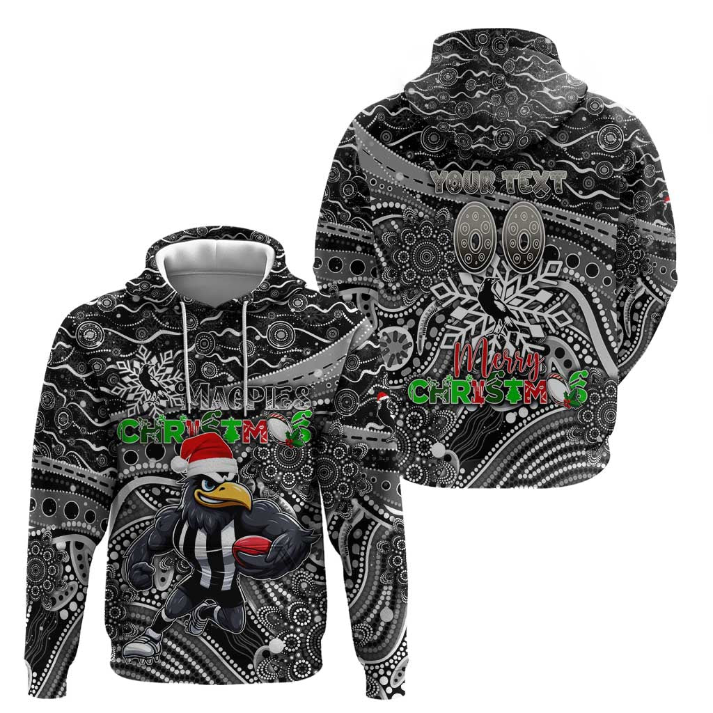 Merry Christmas AFL Collingwood Magpies Hoodie Aboriginal Santa Football Mascot