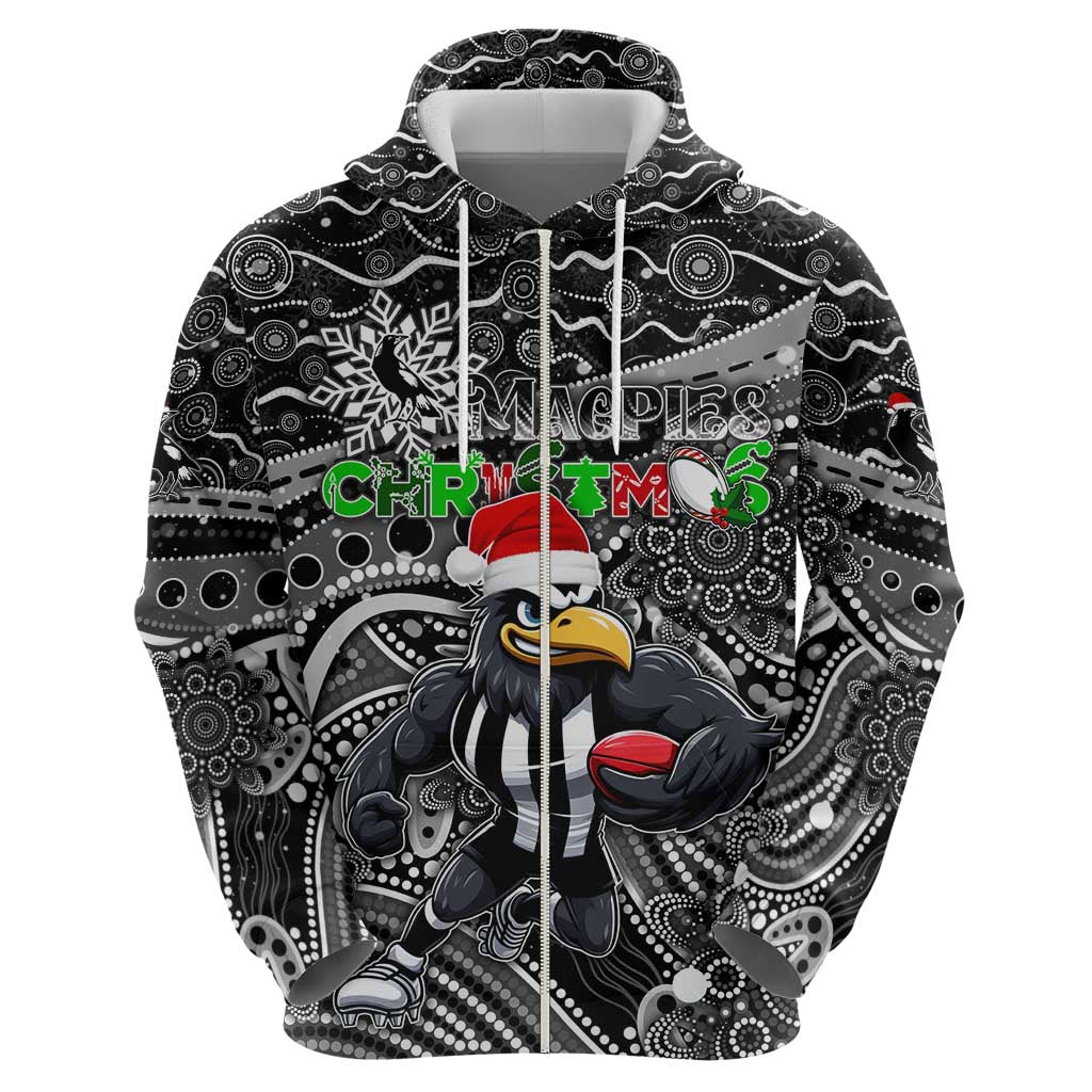Merry Christmas AFL Collingwood Magpies Hoodie Aboriginal Santa Football Mascot