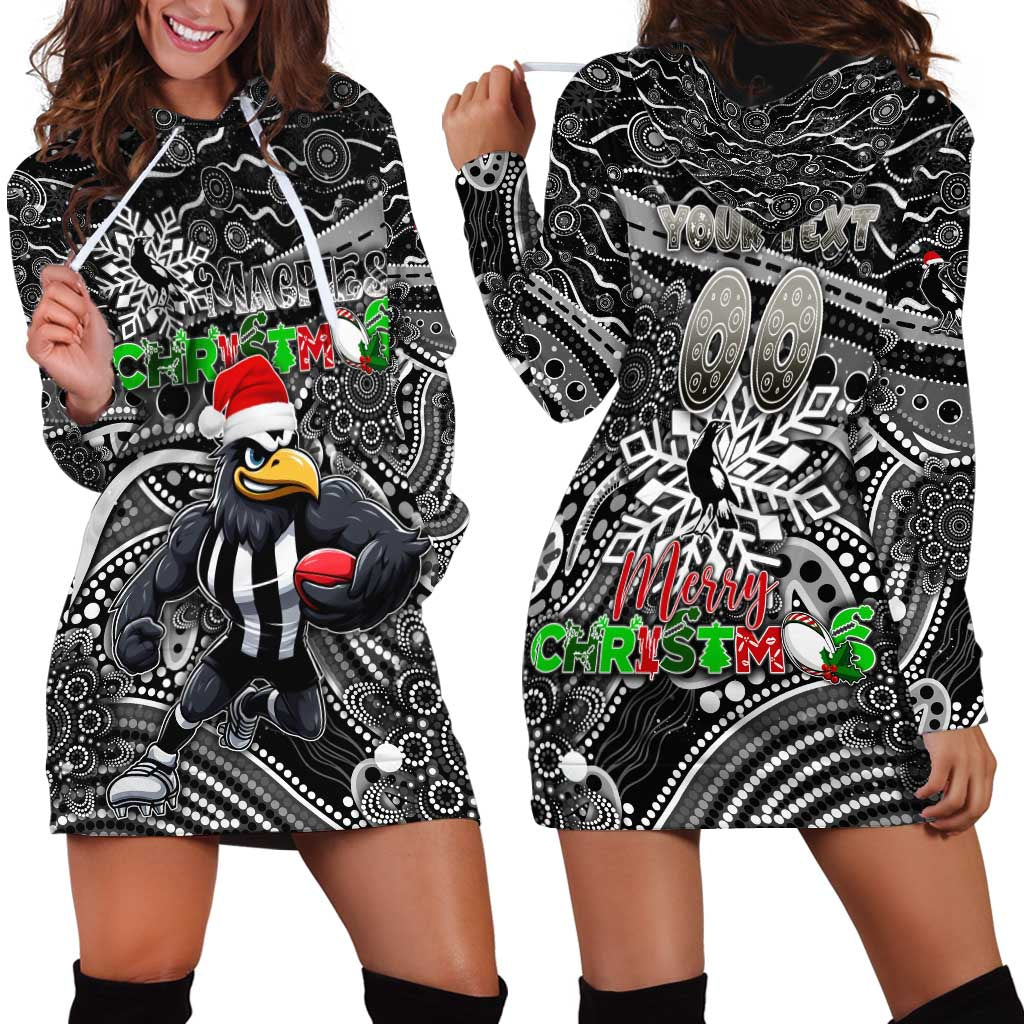 Merry Christmas AFL Collingwood Magpies Hoodie Dress Aboriginal Santa Football Mascot