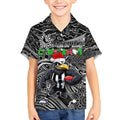 Merry Christmas AFL Collingwood Magpies Kid Hawaiian Shirt Aboriginal Santa Football Mascot