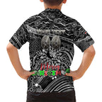 Merry Christmas AFL Collingwood Magpies Kid Hawaiian Shirt Aboriginal Santa Football Mascot