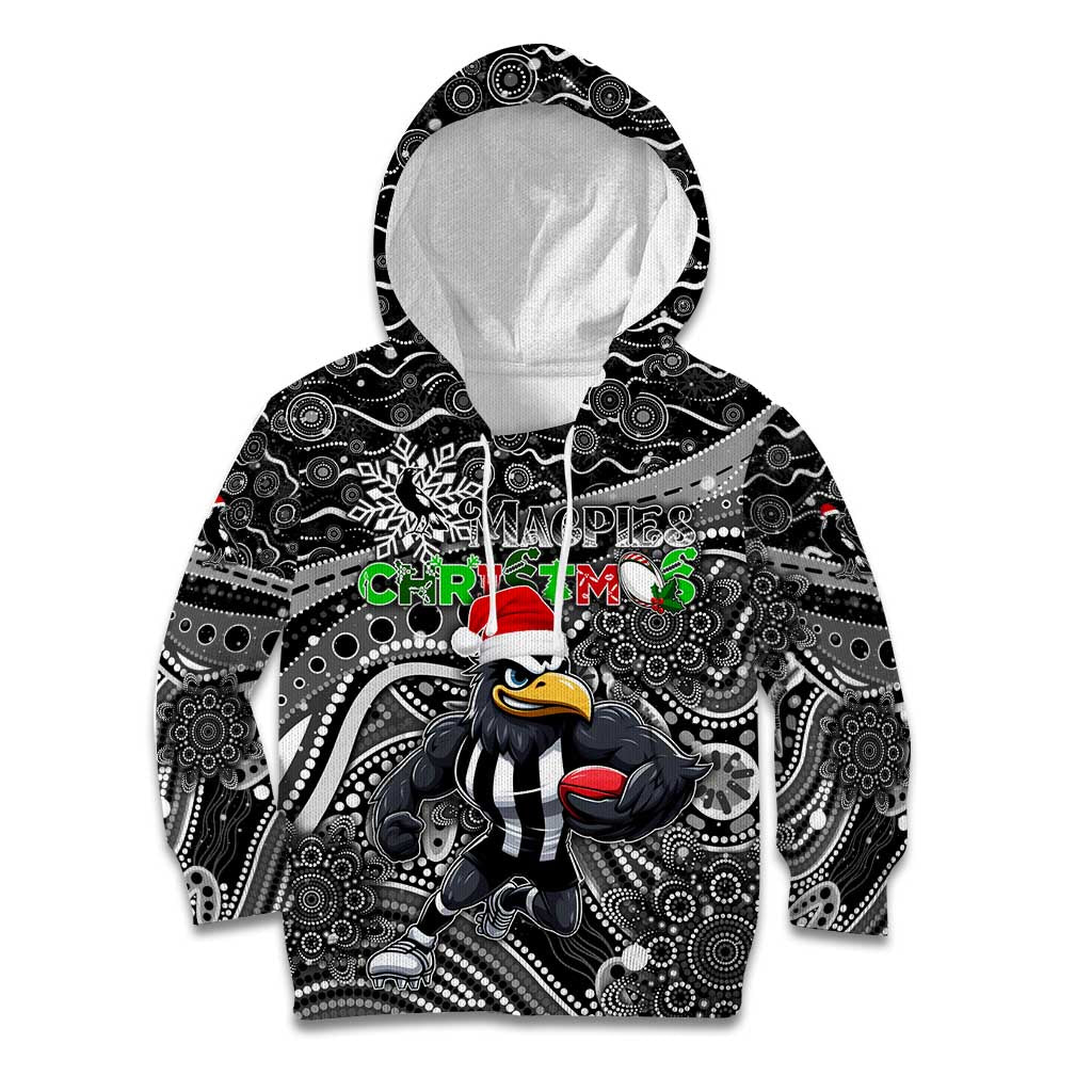 Merry Christmas AFL Collingwood Magpies Kid Hoodie Aboriginal Santa Football Mascot
