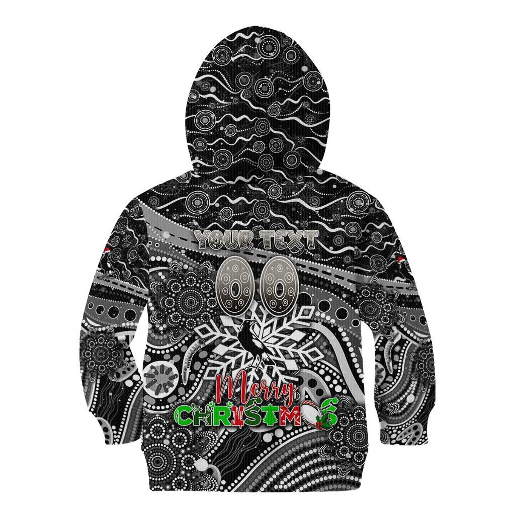 Merry Christmas AFL Collingwood Magpies Kid Hoodie Aboriginal Santa Football Mascot