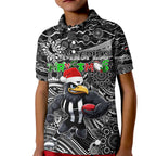 Merry Christmas AFL Collingwood Magpies Kid Polo Shirt Aboriginal Santa Football Mascot