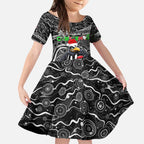 Merry Christmas AFL Collingwood Magpies Kid Short Sleeve Dress Aboriginal Santa Football Mascot