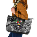 Merry Christmas AFL Collingwood Magpies Leather Tote Bag Aboriginal Santa Football Mascot