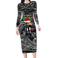Merry Christmas AFL Collingwood Magpies Long Sleeve Bodycon Dress Aboriginal Santa Football Mascot