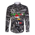 Merry Christmas AFL Collingwood Magpies Long Sleeve Button Shirt Aboriginal Santa Football Mascot