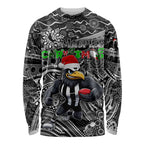 Merry Christmas AFL Collingwood Magpies Long Sleeve Shirt Aboriginal Santa Football Mascot