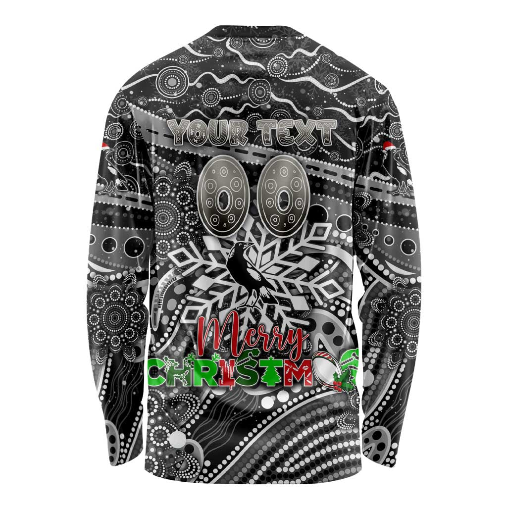 Merry Christmas AFL Collingwood Magpies Long Sleeve Shirt Aboriginal Santa Football Mascot