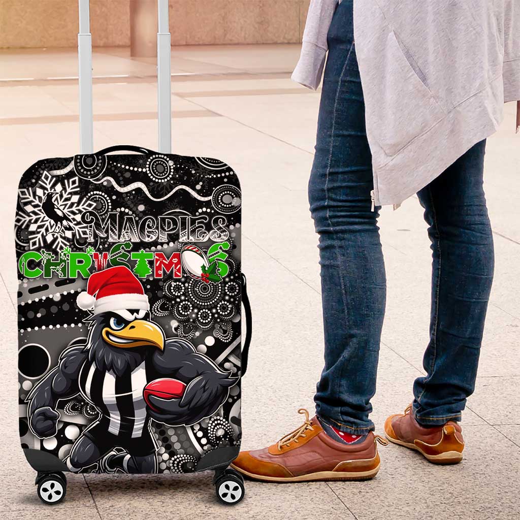 Merry Christmas AFL Collingwood Magpies Luggage Cover Aboriginal Santa Football Mascot