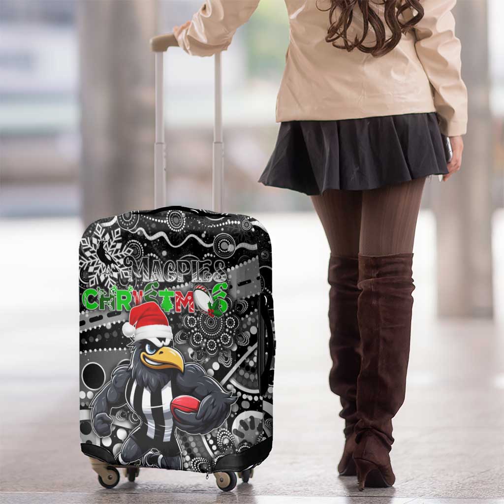 Merry Christmas AFL Collingwood Magpies Luggage Cover Aboriginal Santa Football Mascot