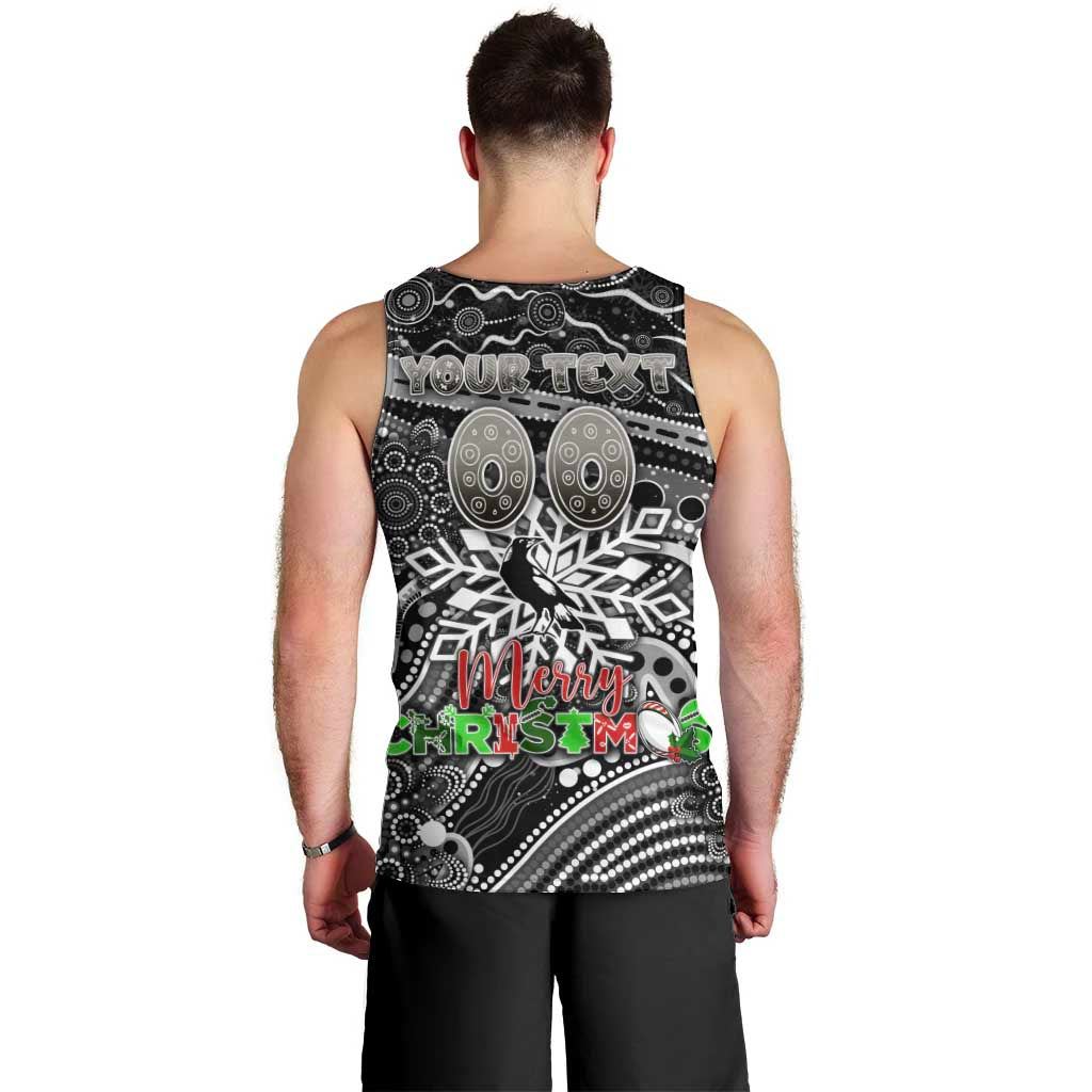 Merry Christmas AFL Collingwood Magpies Men Tank Top Aboriginal Santa Football Mascot
