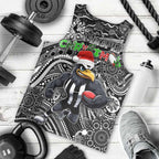 Merry Christmas AFL Collingwood Magpies Men Tank Top Aboriginal Santa Football Mascot